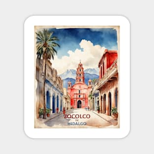 Zocolco de Hidalgo Mexico Watercolor Vintage Poster Tourism Magnet