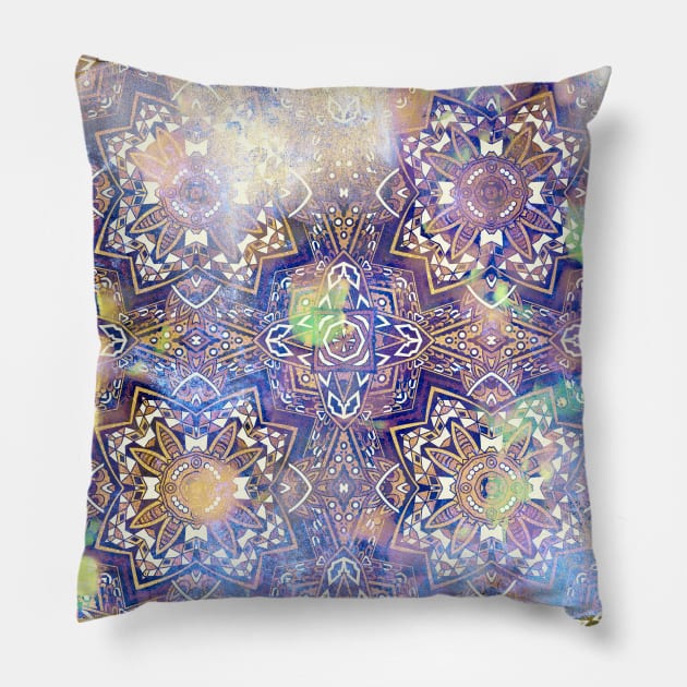 Boho Style geometric Vintage Pattern Pillow by jodotodesign