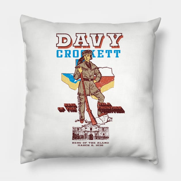 Davy Crockett Texas Alamo Cowboy Vintage Souvenir Pillow by bigraydesigns