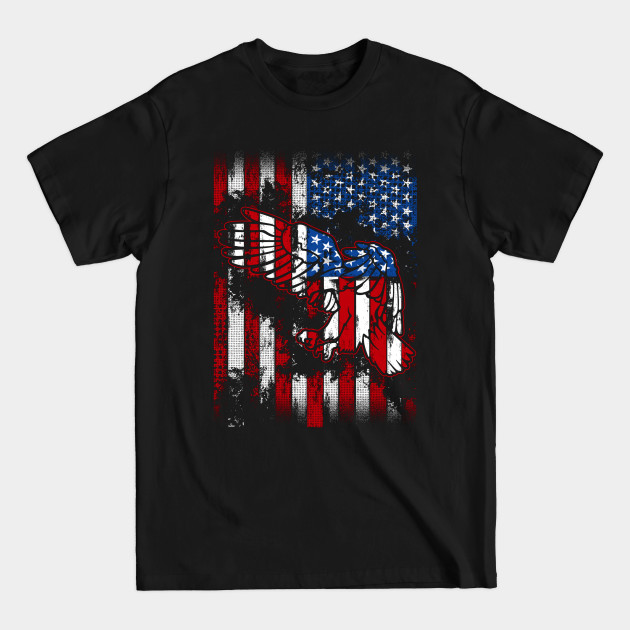 Discover Eagle Distress Effect American Flag - American Flag - T-Shirt