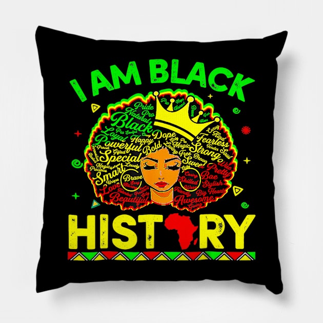 I Am The Strong African Queen Girls Black History Month Gift Pillow by omorihisoka