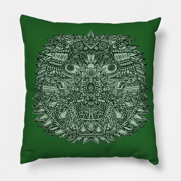 Quetzalcoatl Green Pillow by FranchuteLoco