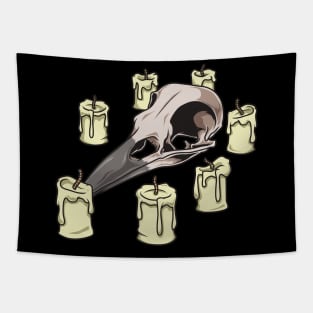 Skulls and candles - Gothic crow skull Tapestry