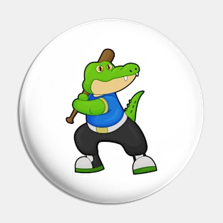 Crocodile at Baseball with Baseball bat Pin