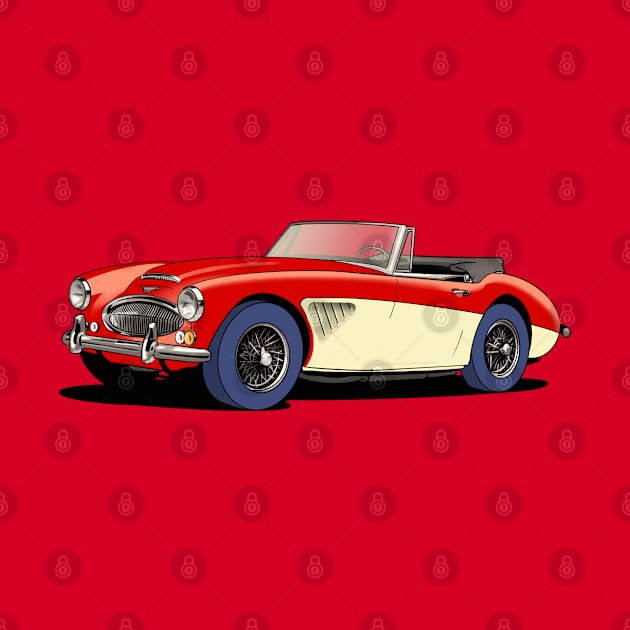 Two tone Austin-Healey 3000  in red and cream by Webazoot