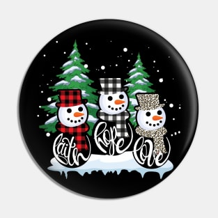 Faith Hope Love Snowman Funny Christmas Gift For Christian Pin