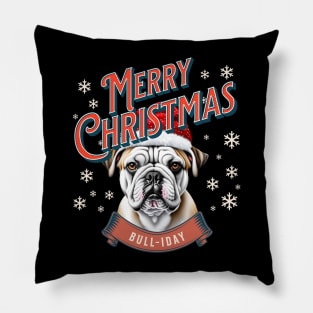 Bulldog Merry Christmas Pillow