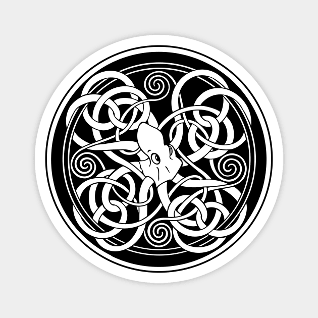 The Cyclic Celtic Octopus Takes on the Color of the Background! Magnet by RJKpoyp