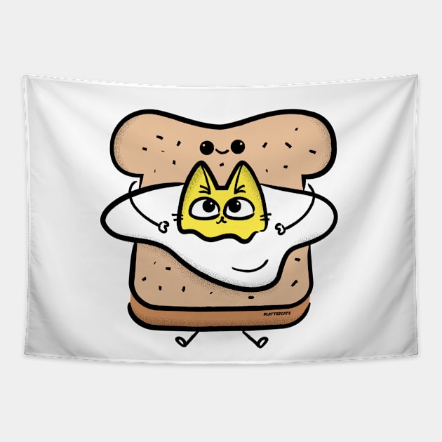 Cat Egg Toast Tapestry by plattercats