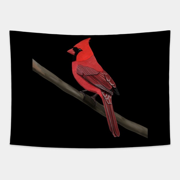 Northern Cardinal Bird Illustration Backyard Birds Tapestry by jzbirds