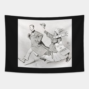 Suffragette chasing a candidate at the  Croydon by-election of 1909 Tapestry