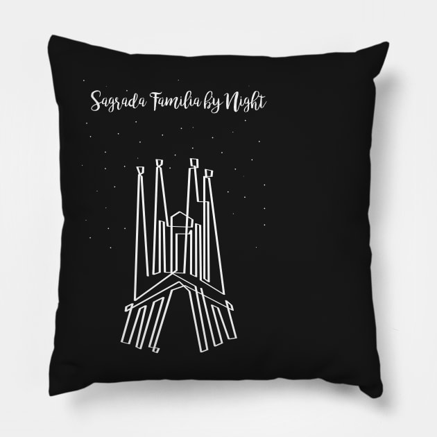 Sagrada Familia by Night in onedraw Pillow by PauRicart