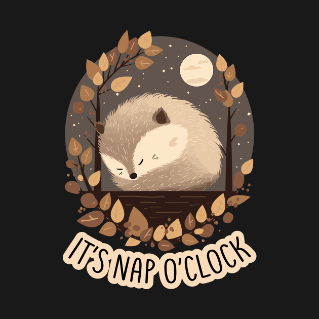 It's Nap O'Clock - Cute Sleepy Hedgehog Print by Space Surfer 