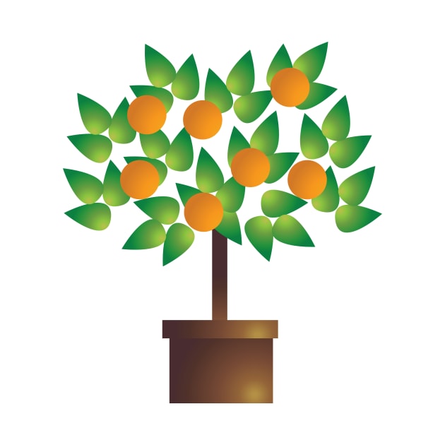 Orange Tree Pot Plant Digital Art | Melanie Jensen Illustrations by illusima