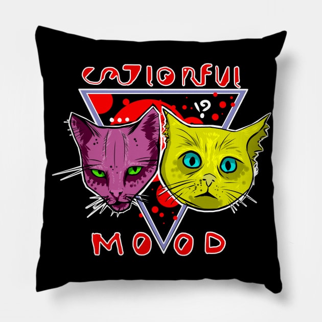 Catlorful mood Pillow by Uranious