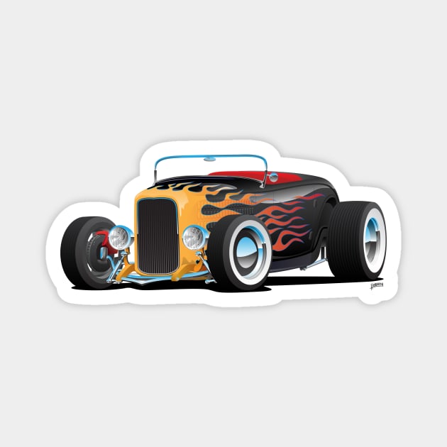 Custom Hot Rod Roadster Car with Flame Magnet by hobrath