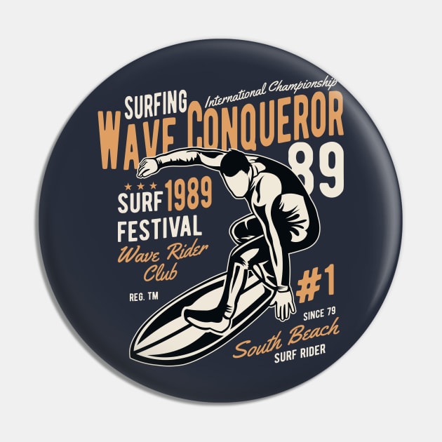 Surfing Wave Pin by lionkingdesign