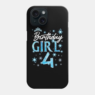 Winter Onederland 4th Birthday Girl Snowflake B-day Gift For Girls Kids Toddlers Phone Case