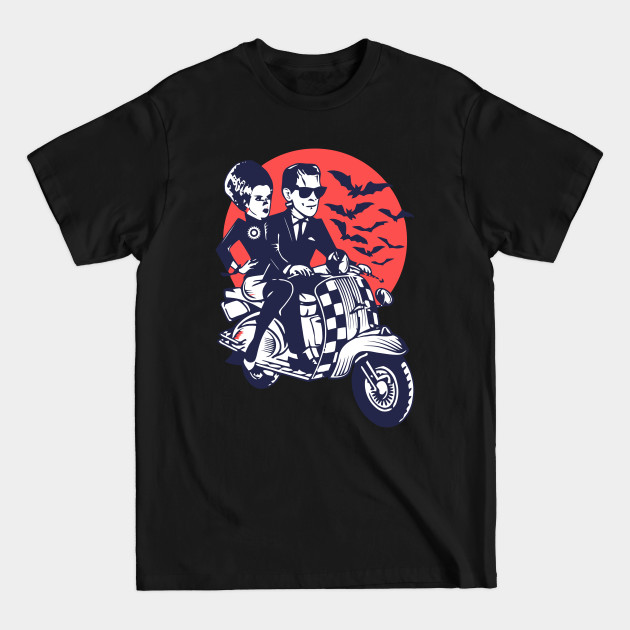 Discover Ska-lloween Man and Women Driving Scooter at Halloween - Ska - T-Shirt