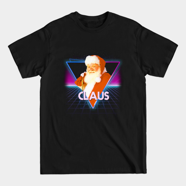 Santa Claus Christmas Retro 80s Neon Landscape - Santa Claus New Year Christmas Xmas - T-Shirt