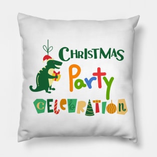 Dinosaur Christmas Party Pillow