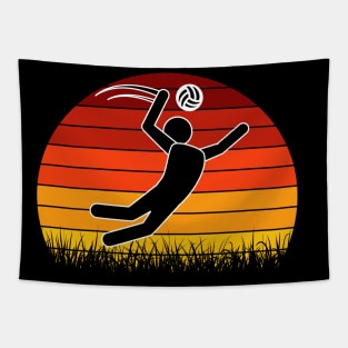 Travel back in time with beach volleyball - Retro Sunsets shirt featuring a player! Tapestry