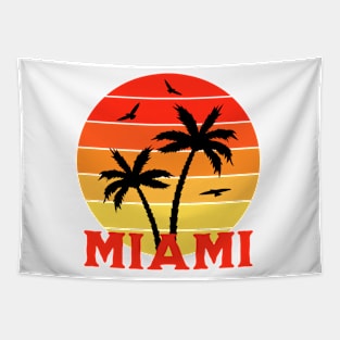 Vintage Colorful  Miami sunset palm trees Tapestry