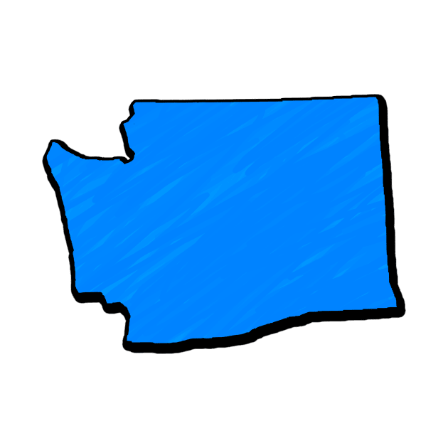 Bright Blue Washington Outline by Mookle