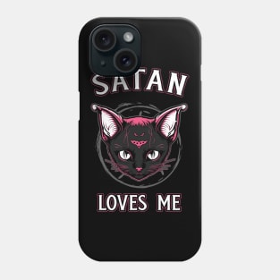 Satan Loves Me Funny Satanic Kitty Goth Phone Case