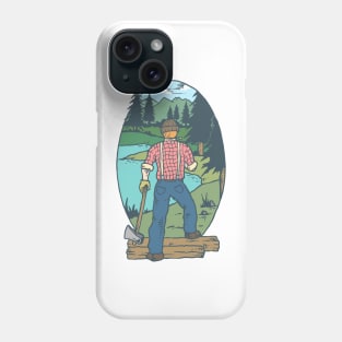 Lumberjack Forest Cartoon Kids Tshirt Phone Case