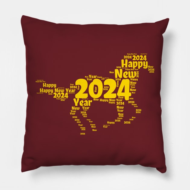 Happy New Year 2024 Pillow by FehuMarcinArt