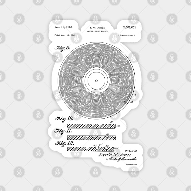 LP Vinyl Record Patent Image 1954 Magnet by MadebyDesign