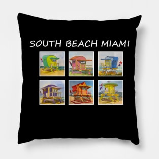 South Beach Miami - Lifeguard Towers - WelshDesigns Pillow