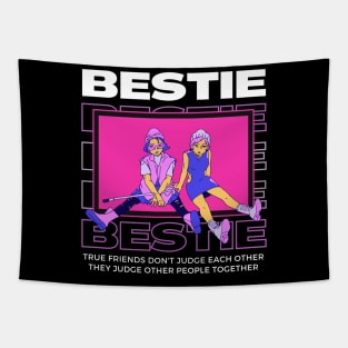 Black Purple Dark Cartoon Best Friend Tapestry