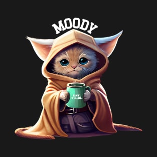 Cute Kitty Cat Coffee Mug Moody Est 7 am T-Shirt