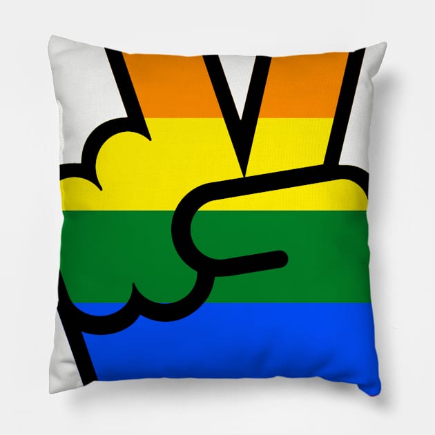 Peace Love Rainbow Pillow by AngryMongoAff