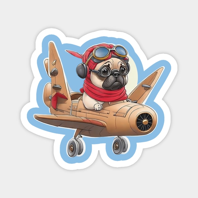 A Pug flying Magnet by LibertyofDesign