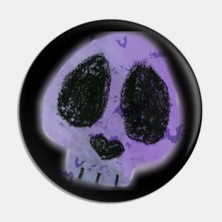 Gothic Skull with bats Pin