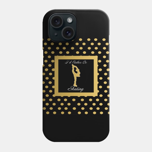 I'd Rather Be Skating in Gold and Black Phone Case by PurposelyDesigned