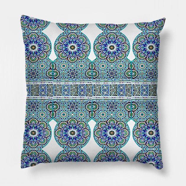 Persian and Royale Blue Moroccan Pattern (Decorative Border) Pillow by The Ministry of Fashion Prints