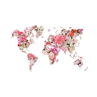 Floral World Map T-Shirt