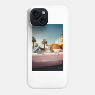 Cool Tiger in a pastel Cabrio in Palm Springs Phone Case