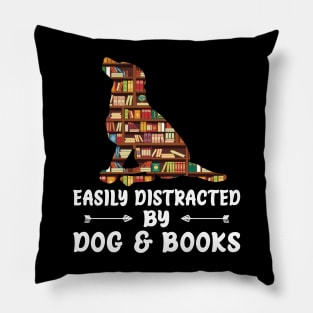 Easily Distracted By Dog And Books Reading Lover Boys Girls Pillow