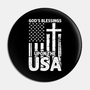 God's Blessings Jesus American Flag Patriot Christian Pin