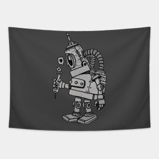 Robot grey in love Tapestry