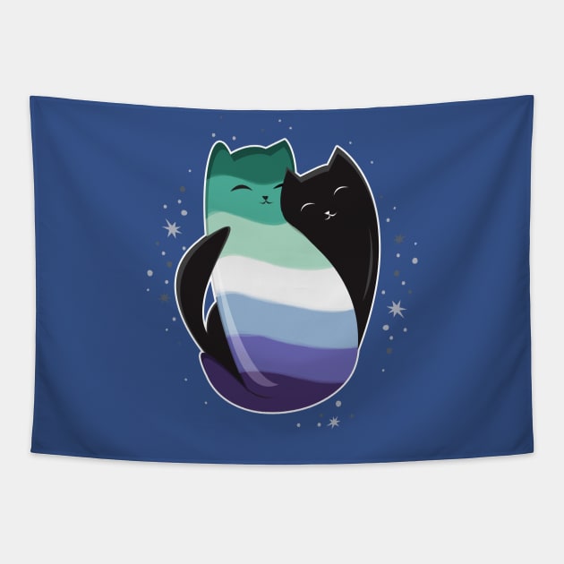 Gay Man Cat LGBT Pride Flag Tapestry by Psitta