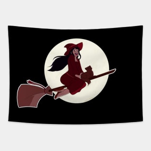 Flying Red Witch Tapestry