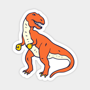 orange dinosaur boxer Magnet