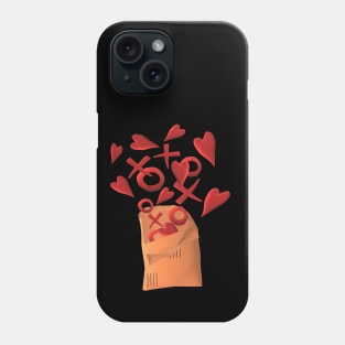 Send Love. Happy Snail Mail Envelope with Hearts, X's and O's. (Black Background) Phone Case