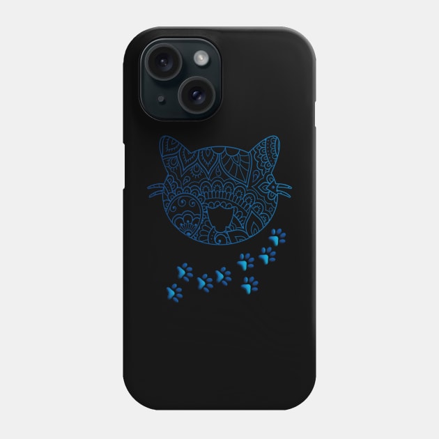 Mandala Cat Prints Phone Case by Velvet Love Design 